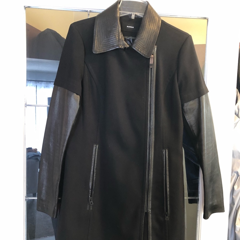 Rudsak black long mix media jacket